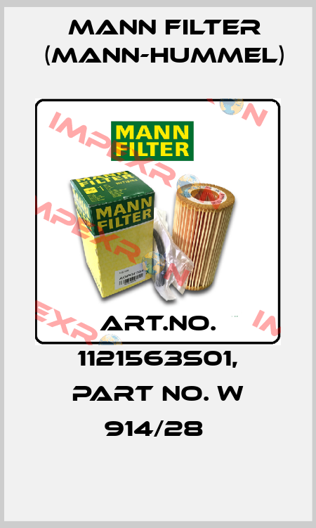 Art.No. 1121563S01, Part No. W 914/28  Mann Filter (Mann-Hummel)