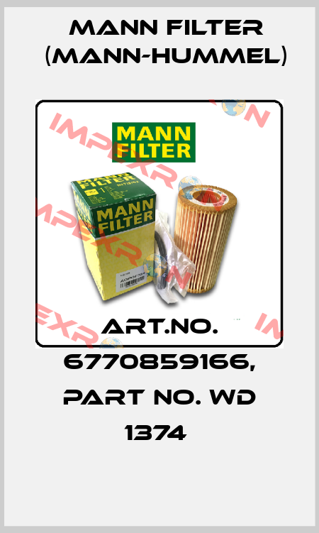 Art.No. 6770859166, Part No. WD 1374  Mann Filter (Mann-Hummel)