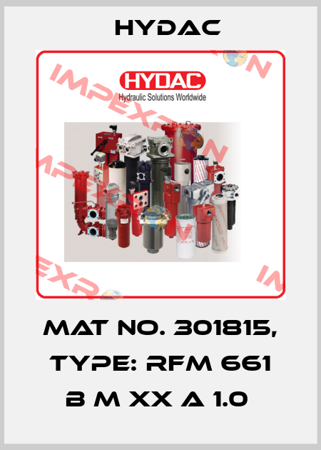 Mat No. 301815, Type: RFM 661 B M XX A 1.0  Hydac