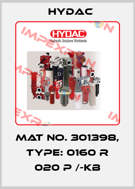 Mat No. 301398, Type: 0160 R 020 P /-KB Hydac