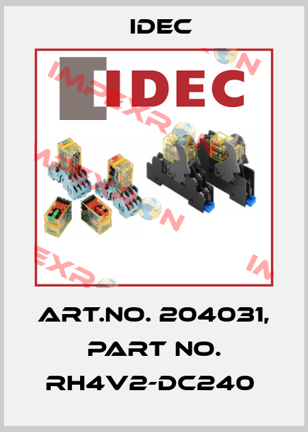 Art.No. 204031, Part No. RH4V2-DC240  Idec