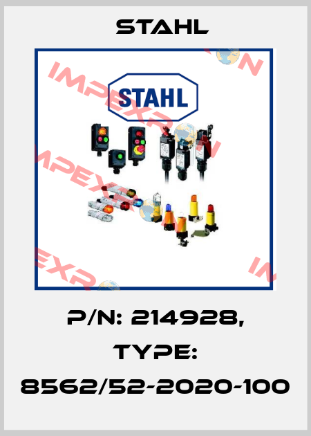 P/N: 214928, Type: 8562/52-2020-100 Stahl