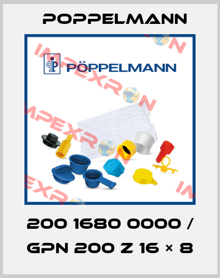 200 1680 0000 / GPN 200 Z 16 × 8 Poppelmann